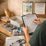 Open a Successful Cat Cafe daily care checklist, feeding logs, and health monitoring system